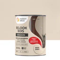 Peinture  Relook bois MAISON DECO, beige sable satine, 1 l
