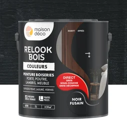 Peinture  Relook bois MAISON DECO, noir fusain satine, 2 l