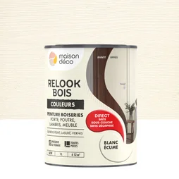 Peinture  Relook bois MAISON DECO, blanc ecume satine, 1 l