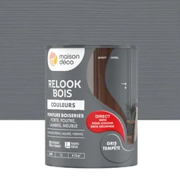 Peinture  Relook bois MAISON DECO, gris tempete satine, 1 l