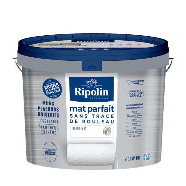 Peinture blanc mur / plafond RIPOLIN Mat parfait mat 10 l