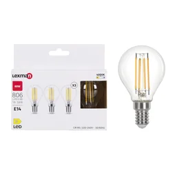 Lot de 3 ampoules led à filament  E14, 806Lm = 5.9W, LEXMAN