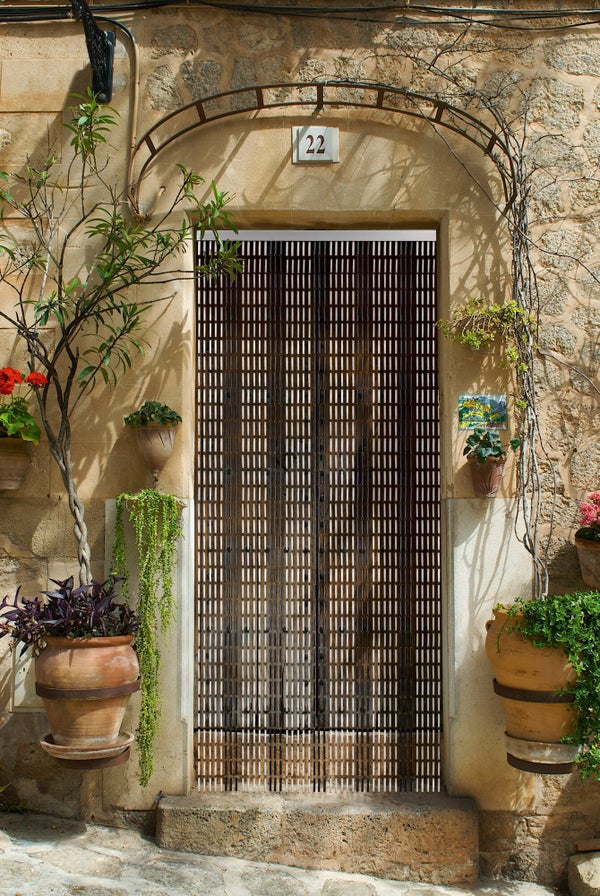 Rideau de porte décoratif en plastique valmaris, MOREL, l.90 x H.200 cm blanc et gris