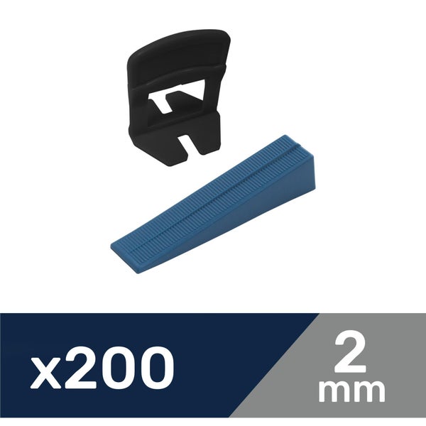 Kit de 100 croisillons autonivelants et 100 cales, DEXTER, Ep.2 mm