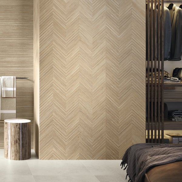 Carrelage mur interieur effet bois chevron naturel Balade l.30 x L.90 cm ARTENS