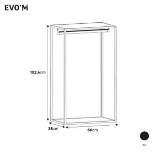 Penderie metal + etageres bois SPACEO Evo'm Metal Frame H.102,4 X L.60 X P.38 cm