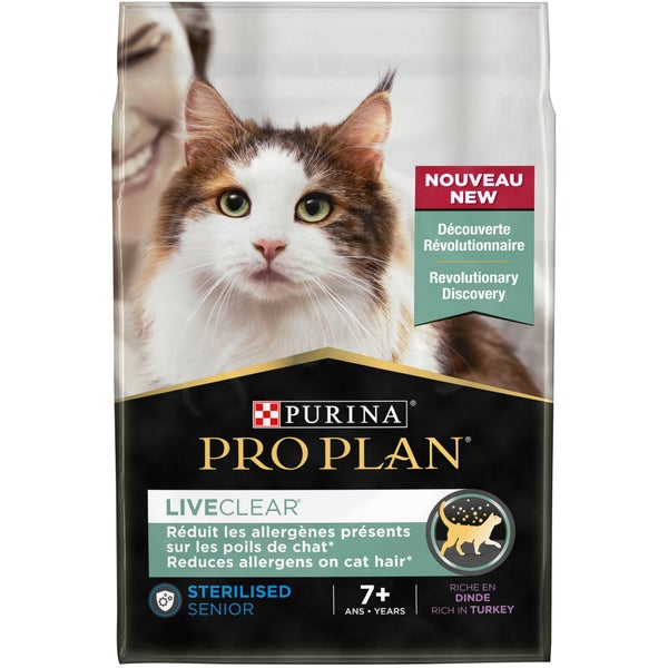 Croquette chat sterilise proplan liveclear senior dinde 2,8kg