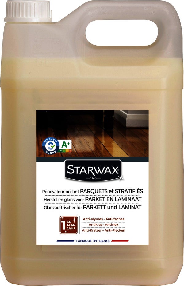 Rénovateur brillant protecteur pour parquets et sols stratifiés, STARWAX, 5 litres