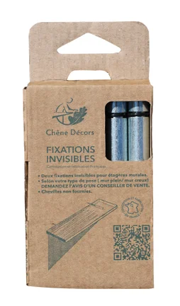 Lot de 2 fixations invisibles acier h.12 x p.23.5 cm