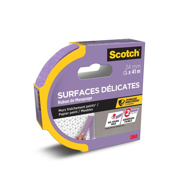 Ruban de masquage surfaces delicates, SCOTCH, l.24 mm x L.41 m