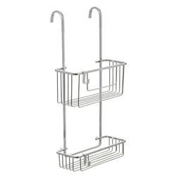 Etagere de bain et douche double chrome a suspendre