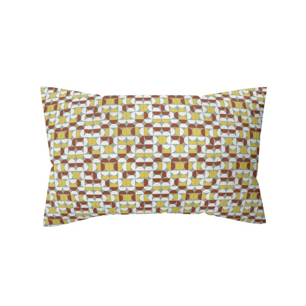 Coussin déco géométric, polycoton, l.45 x H 30 cm, jaune marron, NATERIAL