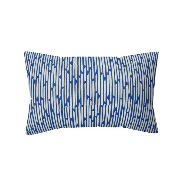 Coussin déco malibu, polycoton, l.45 x H 30 cm, bleu denim,  NATERIAL