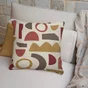 Coussin déco abstract, polycoton, l.45 x H 45 cm, beige navajo, NATERIAL