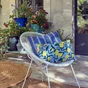 Coussin déco seaside, polycoton, l.45 x H 45 cm, bleu denim, NATERIAL