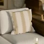 Coussin déco vintage strip, polycoton, l.45 x H 45 cm, beige navajo, NATERIAL
