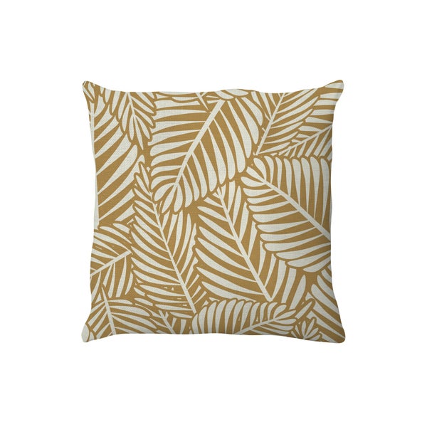 Coussin déco jungle, polycoton, l.45 x H 45 cm, jaune pécan, NATERIAL