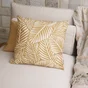 Coussin déco jungle, polycoton, l.45 x H 45 cm, jaune pécan, NATERIAL