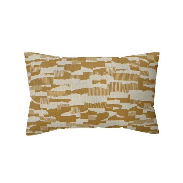 Coussin déco arty, polycoton, l.45 x H 30 cm, jaune pécan, NATERIAL