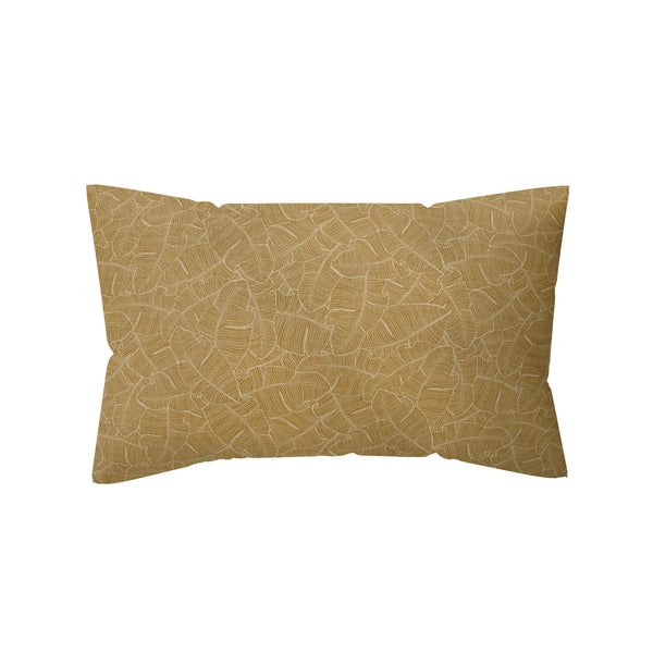 Coussin déco leaf, polycoton, l.45 x H 30 cm, jaune pécan, NATERIAL