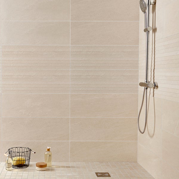 Carrelage mural Milano effet pierre beige mat l.24 x L.69 cm Milano