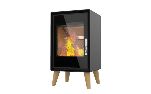 Poêle à bûche Jacco pied bois noir, 4.8 kW