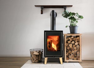 Poêle à bûche Jacco pied bois noir, 4.8 kW