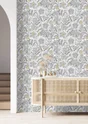 Papier peint intissé, Fleurs anglaises, blanc