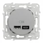 Prise chargeur double usb A+C 12W à assembler Odace, SCHNEIDER ELECTRIC, aluminium