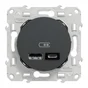Prise chargeur double usb A+C 12W à assembler Odace, SCHNEIDER ELECTRIC, anthracite