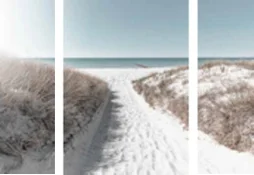 Triptyque toile imprimée Chemin de Plage