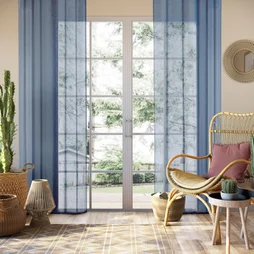 Rideau tamisant, Giani, bleu H.240 x l.140 cm INSPIRE
