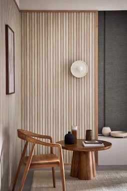 Papier peint intissé Tasseaux de bois brun clair
