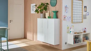 Lot de 2 panneaux tasseaux 2600x300x17mm chene clair fond en mdf blanc