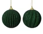 Boule Noel mousse d8cm vert pin paillettes/perles rocaille 2 var-unite