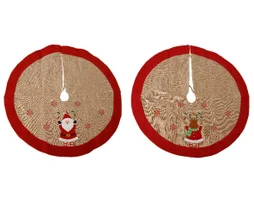 Jupe de sapin polyester rouge broderie renne/père noël d.90cm h.50cm