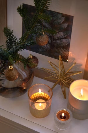 Décoration noël à suspendre étoile fil fer d.14 or