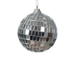 Boule Noel mousse d6cm facettes argent brillantes/disco -unite