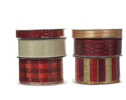 Assortiment de ruban polyester 2,5x300cm/3,8x200cm/1x500cm rouge/or