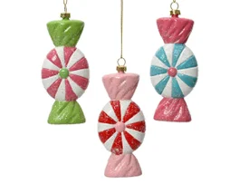 Décoration noël à suspendre bonbon 3 couleurs assorties h.12,5cm