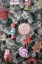 Décoration noël à suspendre bonbon 3 couleurs assorties h.12,5cm