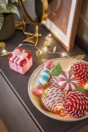 Décoration noël à suspendre bonbon 3 couleurs assorties h.12,5cm