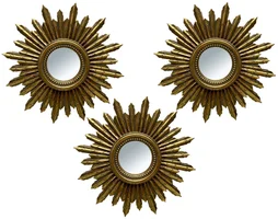 Assortiment de 3 miroirs rond Soleil doré diam.16.5 cm EMDE