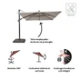 Parasol deporte LED+Pied Taupe Sonora II NATERIAL, L.391 x l.282 cm