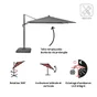 Parasol deporte LED+Pied anthracite Sonora NATERIAL, L.288 x l.288 cm