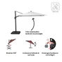 Parasol deporte LED+Pied blanc Sonora II NATERIAL, L.288 x l.288 cm