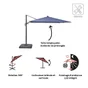 Parasol déporté LED+Pied marin Sonora II NATERIAL, L.288 x l.288 cm