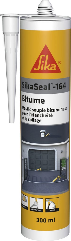 Mastic colle bitume SIKASEAL 164 noir SIKA 300 ml