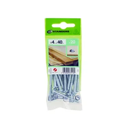 Lot de 20 vis acier tête ronde plat STANDERS, 4 x L.40 mm