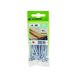 Lot de 20 vis acier tête ronde plat STANDERS, 4 x L.40 mm